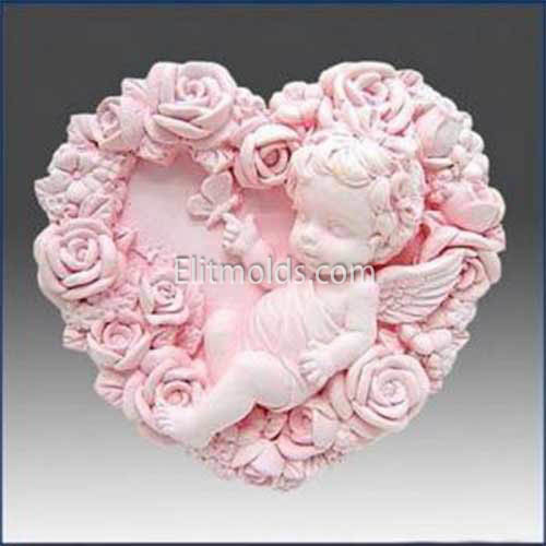 Angel with roses silicone mold