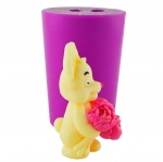 Bunny with a bouquet of peonies 51 g 3D silicone mold
