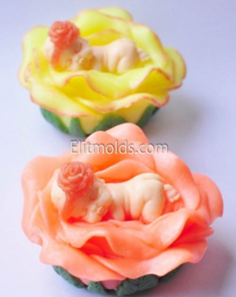 Kid on a flower 3D silicone mold